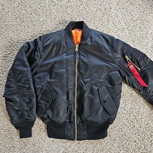 ALPHA INDUSTRIES MA-1 USAF Pilot Flyer Bomber Jacket Mens Small Black MILJ82790J